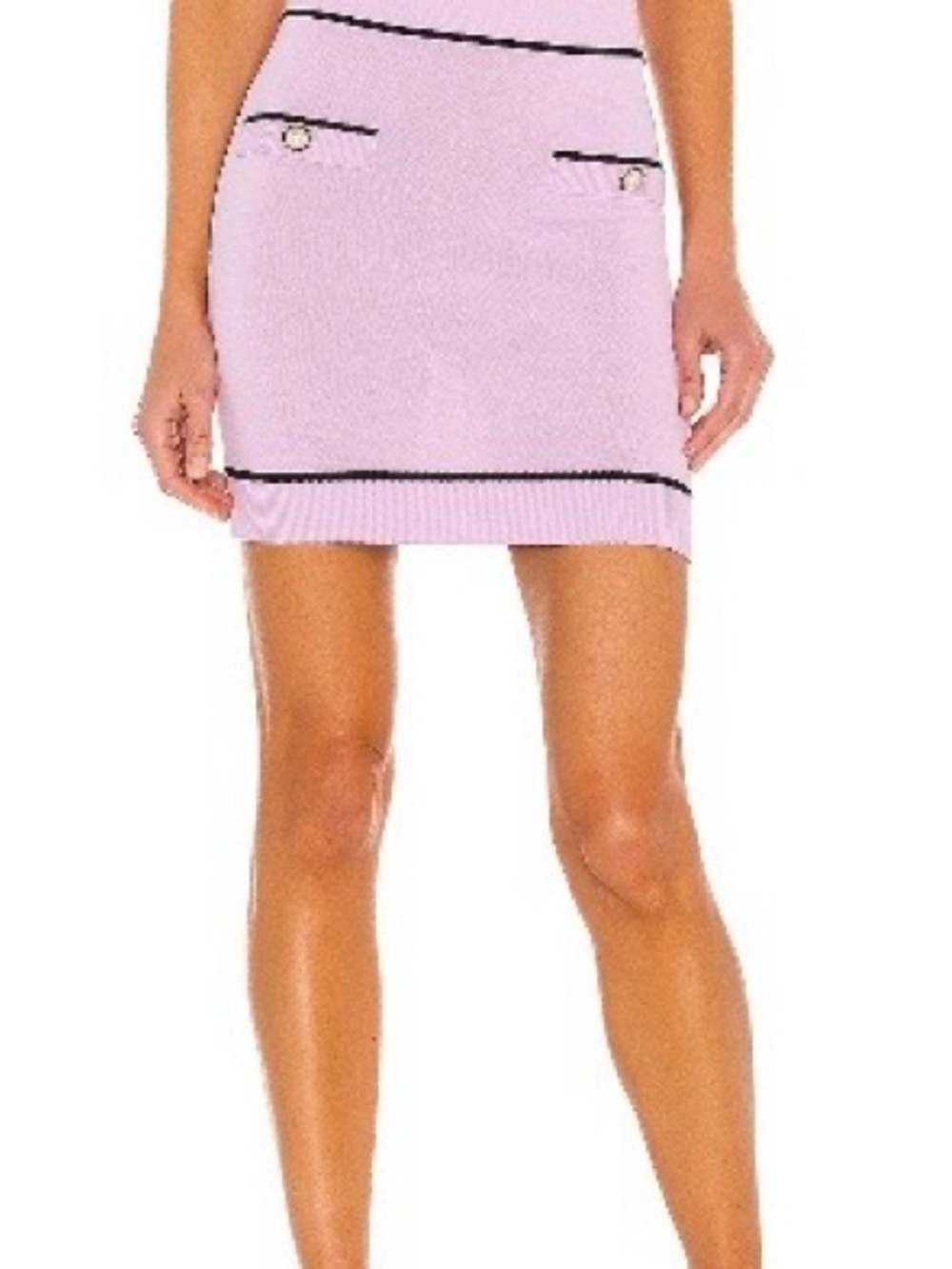 Lovers + Friends Pearl Lilac Mini Skirt with Black Trim